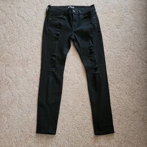 Express Black Distressed Skinny Jeans